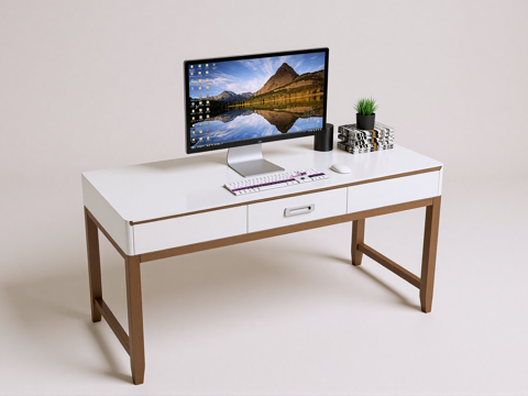 现代书桌椅 工作桌 书柜 摆件 书房su模型