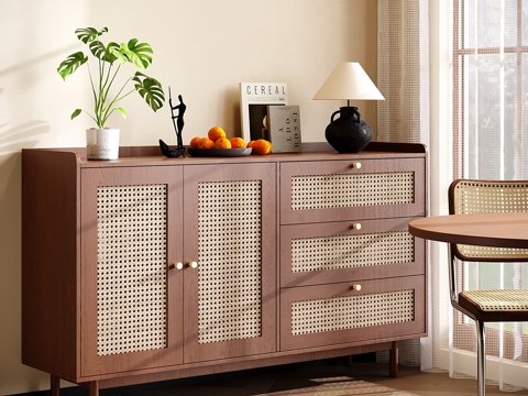 中古侘寂餐边柜 玄关柜 边柜 收纳储物柜 斗柜su模型