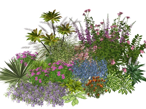 现代室内植物堆造景组合su模型