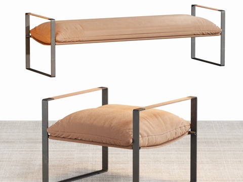 轻奢换鞋凳床尾凳su模型