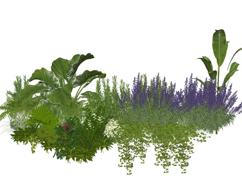 现代室内植物堆造景组合su模型