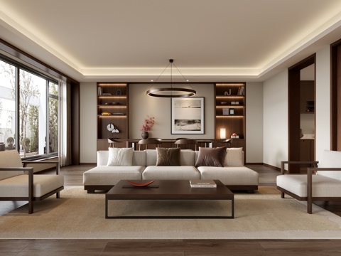  宋式风格客厅餐厅3d模型 