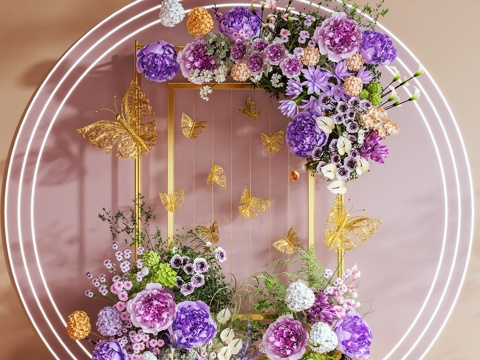  美陈 艺术装置 花艺装置 摆件 蝴蝶3d模型 