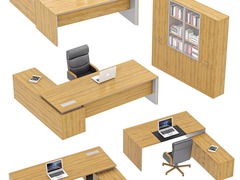 现代办公桌椅 办公桌 办公椅 主管桌 班台 经理桌 工位 领su模型