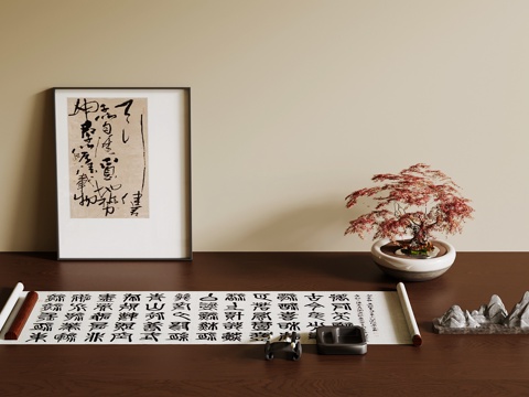 新中式摆件 书桌摆件su模型