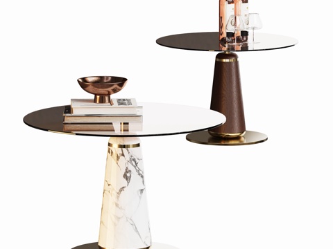 现代轻奢茶几边几角几su模型