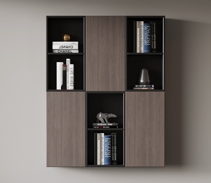 现代意式书柜 壁挂书柜su模型