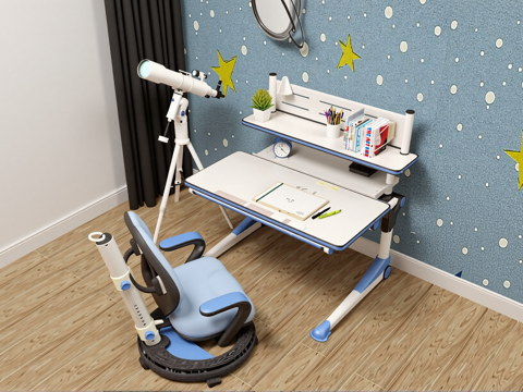 现代儿童书桌椅su模型