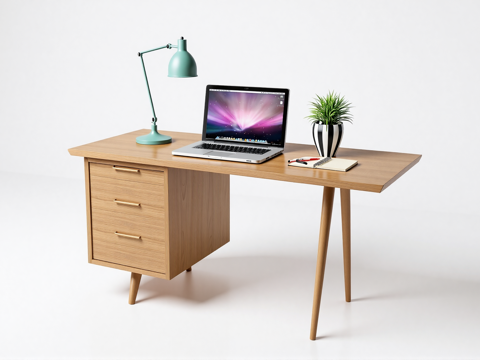 现代书桌椅 工作桌 书柜 摆件 书房su模型