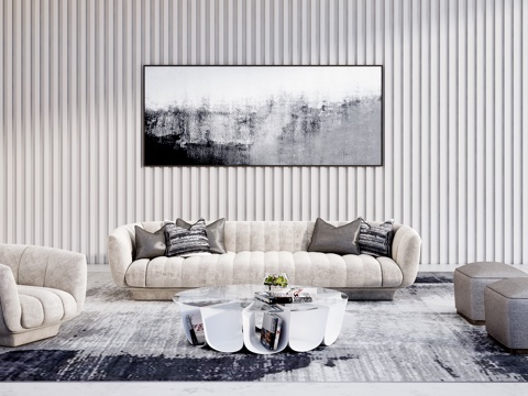 现代布艺沙发组合3d模型