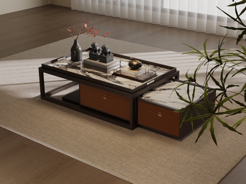  新中式茶几3d模型 