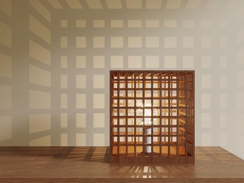 中古风台灯 镂空台灯su模型