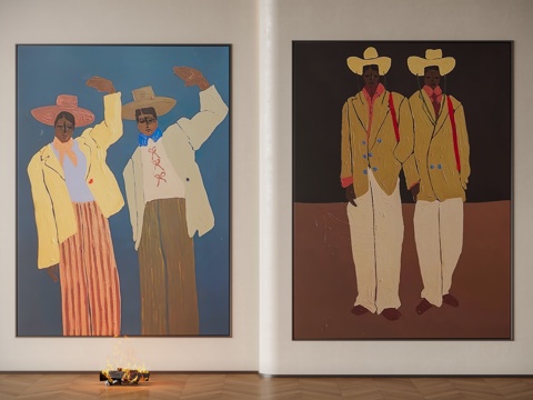 现代中古人物挂画su模型