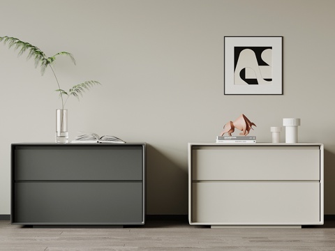 现代极简床头柜su模型