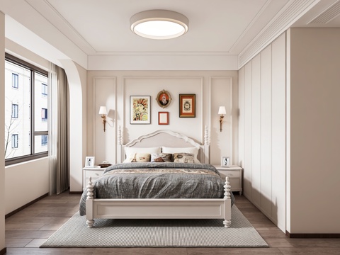  美式卧室3d模型 