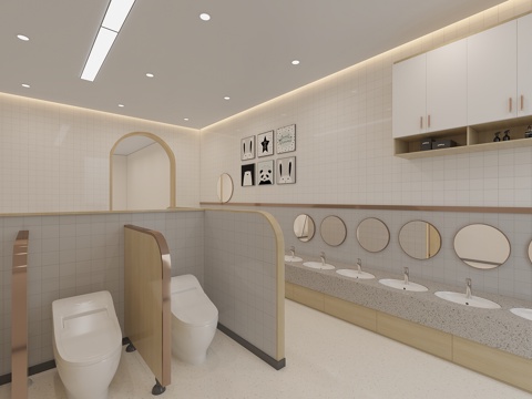  现代 卫生间 公共场所3D模型3d模型 