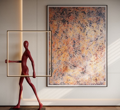 现代中古风装饰画su模型