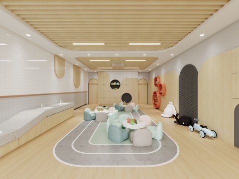  现代 美工室 幼儿园3D模型3d模型 