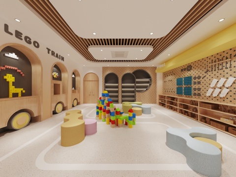  现代幼儿园 乐高构建室 手工室3D模型3d模型 