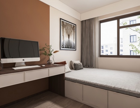  现代卧室 榻榻米3d模型 