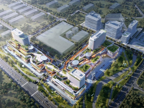 现代产业园建筑 智能制造产业园 产业园鸟瞰su模型