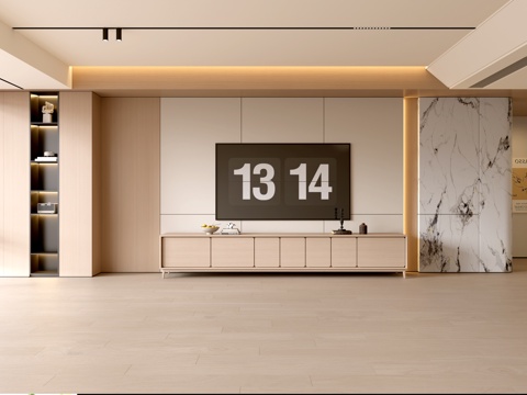 现代客厅 奶油客厅 电视背景墙 客厅背景 电视柜su模型