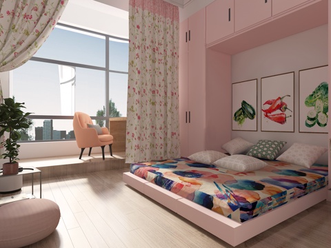  北欧女孩房3d模型 