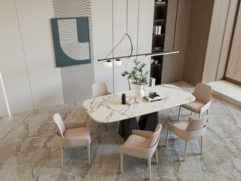 现代风格餐厅su模型