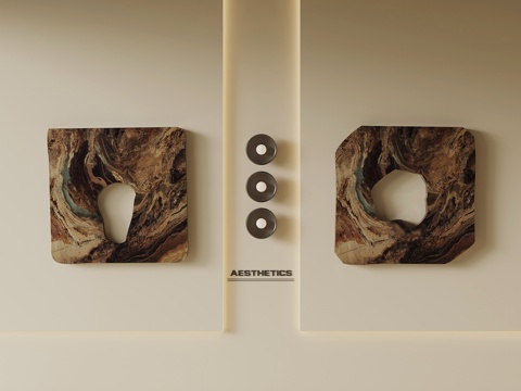 现代中古风挂件 大理石墙饰su模型