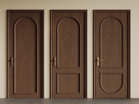 法式复古单开门 长虹玻璃门 防盗门 平开门 拱形门su模型