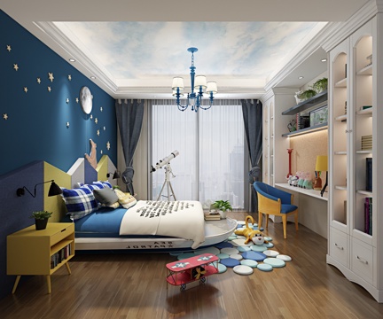  现代轻奢主卧3d模型 