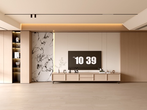 现代客厅 奶油客厅 电视背景墙 客厅背景 电视柜su模型