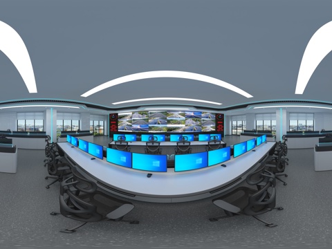  现代指挥中心全景3d模型 
