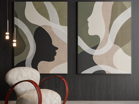 现代极简装饰挂画su模型