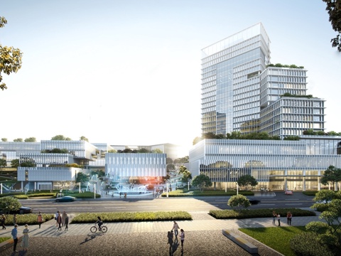 现代产业园建筑 办公楼建筑 产业制造园su模型