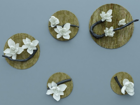  现代植物墙饰装饰品3d模型 