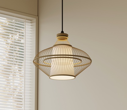 侘寂中古吊灯 书房吊灯su模型