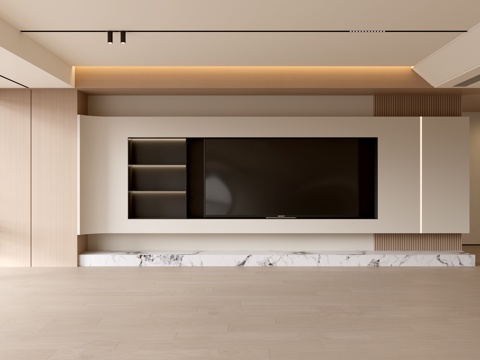 现代客厅 奶油客厅 电视背景墙 客厅背景 电视柜su模型