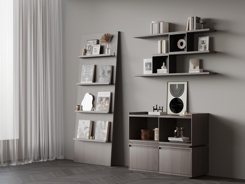 现代意式书架 置物架su模型