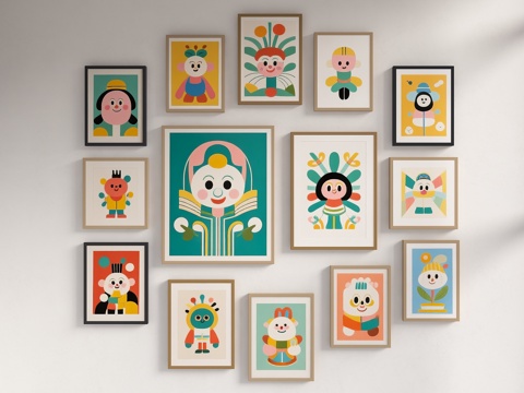 儿童挂画 卡通画 卡通装饰画 简约装饰画 艺术装饰画 抽象装su模型