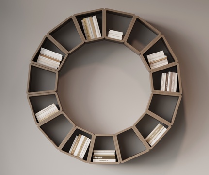 现代意式书架 圆形书架su模型