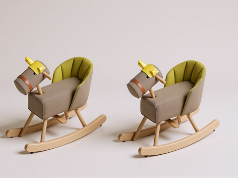 现代儿童玩具木马椅su模型