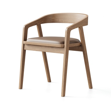 北欧原木单椅 餐椅 扶手椅 休闲椅su模型