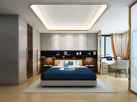  现代卧室3d模型 
