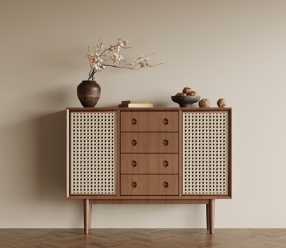 中古风玄关柜 端景柜 边柜su模型