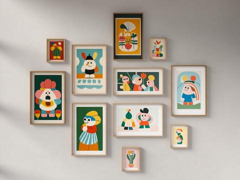 儿童挂画 卡通画 卡通装饰画 简约装饰画 艺术装饰画 抽象装su模型