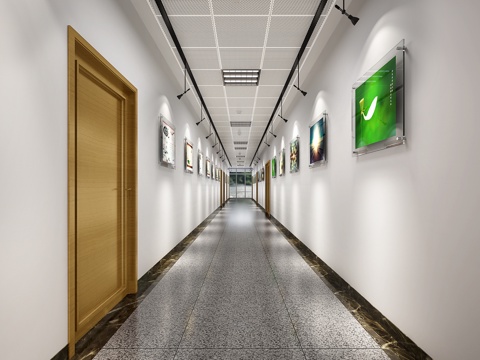  现代公司过道3d模型 