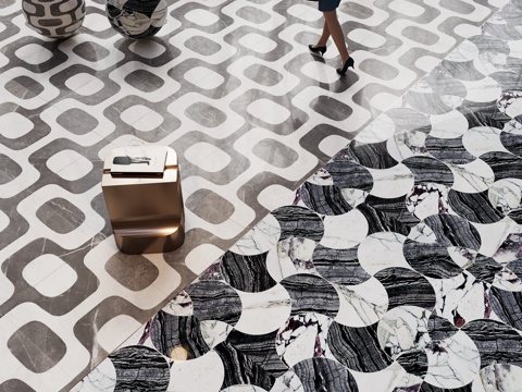 现代轻奢地拼地砖su模型