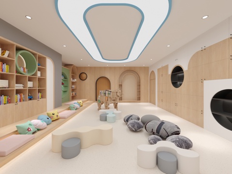  现代幼儿园 休息区 阅览室3D模型3d模型 