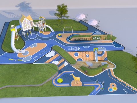  现代景观公园 口袋公园3d模型 